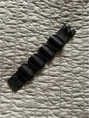 Black Leather/metal bracelet
